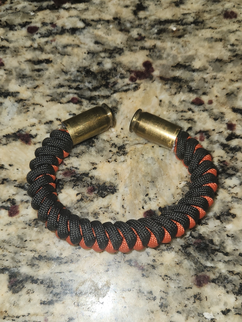 Unbranded Black & Orange Paracord Bracelet with Brass Shell Casing